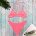 NEWONESUN Women's Brazilian Halter Neck Triangle Bikini V Style Bottom Bottoms Padded Push up 2 Piece Bikini Sets Swimsuits Pink B07MVDSBPP